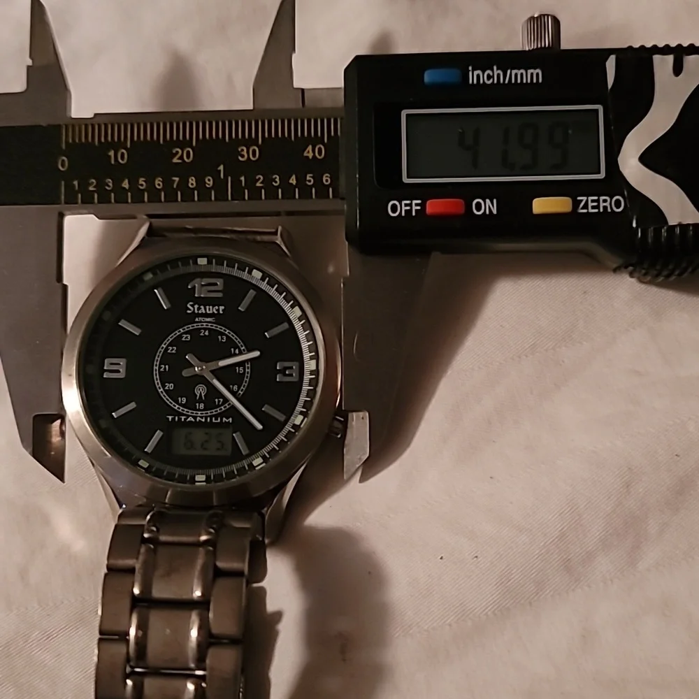 Stauer Mens Atomic Watch Titanium Radio‎ Controlled 15442 Silvertone New Battery